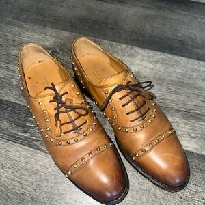 Gucci Women’s Brown Leather Studded Shoes